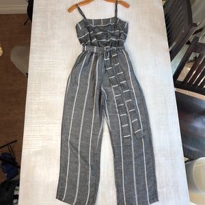 O’Neil Grey Striped Romper. Spaghetti straps
